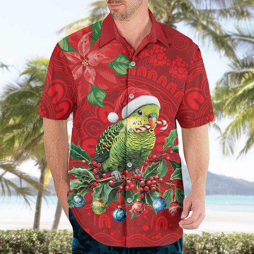 Aussie Green Budgerigar Hawaiian Shirt Aboriginal Inspired Christmas - Aussie Hoodie