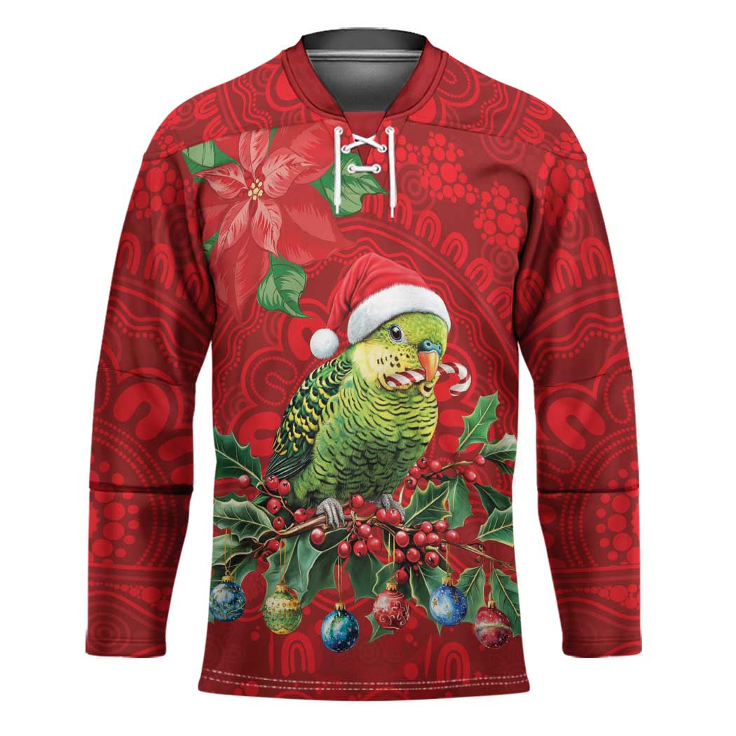 Aussie Green Budgerigar Hockey Jersey Aboriginal Inspired Christmas - Aussie Hoodie