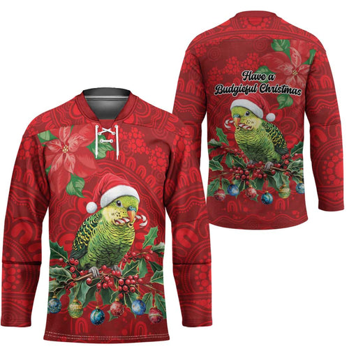 Aussie Green Budgerigar Hockey Jersey Aboriginal Inspired Christmas - Aussie Hoodie