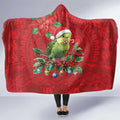 Aussie Green Budgerigar Hooded Blanket Aboriginal Inspired Christmas - Aussie Hoodie