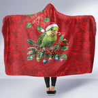Aussie Green Budgerigar Hooded Blanket Aboriginal Inspired Christmas - Aussie Hoodie