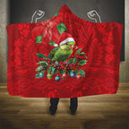 Aussie Green Budgerigar Hooded Blanket Aboriginal Inspired Christmas - Aussie Hoodie
