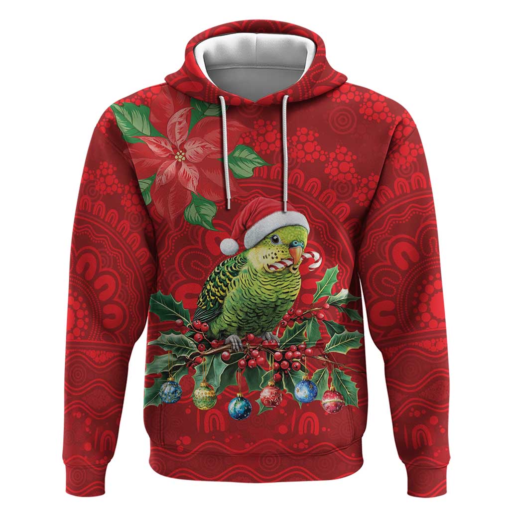 Aussie Green Budgerigar Hoodie Aboriginal Inspired Christmas - Aussie Hoodie