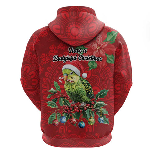 Aussie Green Budgerigar Hoodie Aboriginal Inspired Christmas - Aussie Hoodie