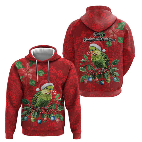 Aussie Green Budgerigar Hoodie Aboriginal Inspired Christmas - Aussie Hoodie
