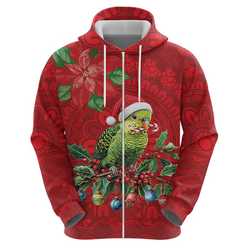 Aussie Green Budgerigar Hoodie Aboriginal Inspired Christmas - Aussie Hoodie