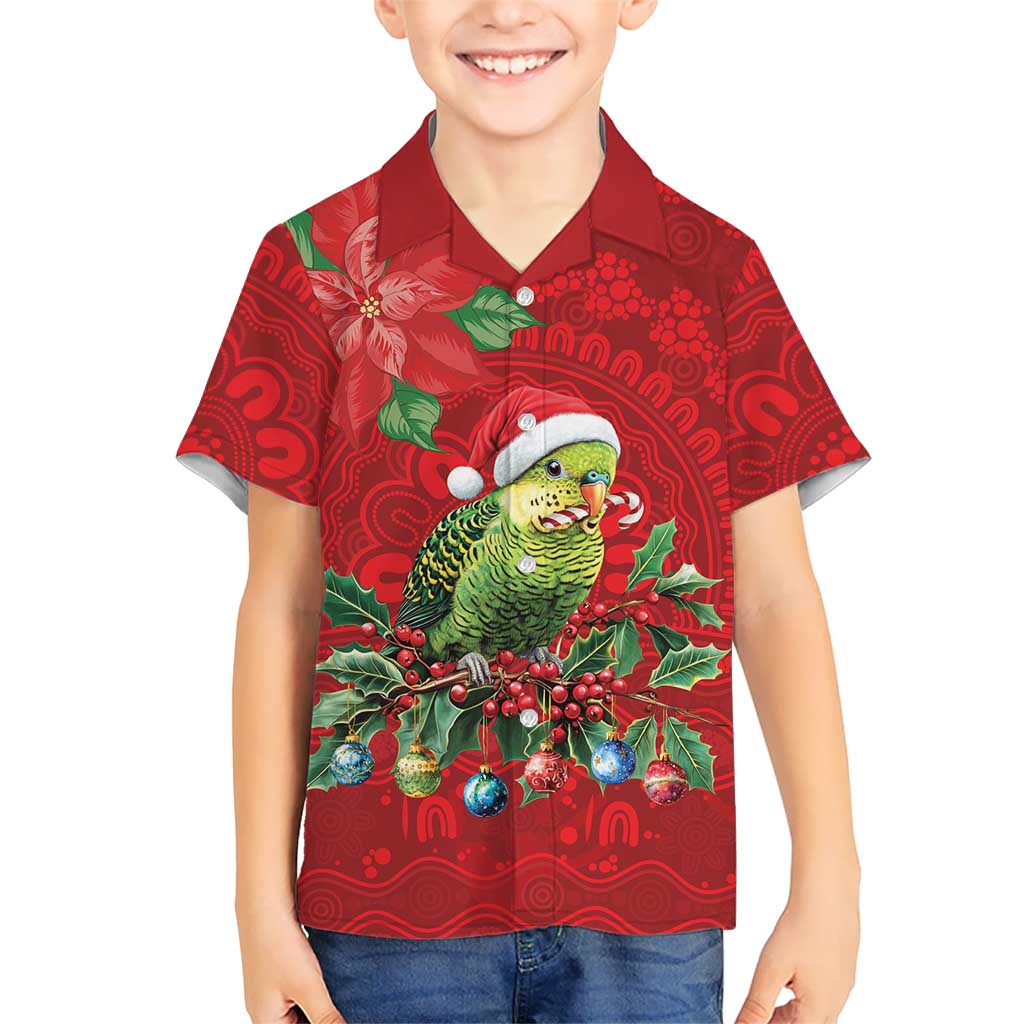 Aussie Green Budgerigar Kid Hawaiian Shirt Aboriginal Inspired Christmas - Aussie Hoodie