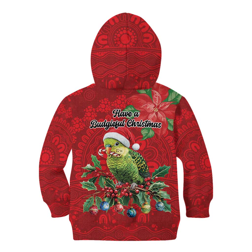 Aussie Green Budgerigar Kid Hoodie Aboriginal Inspired Christmas - Aussie Hoodie