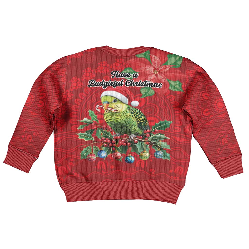 Aussie Green Budgerigar Kid Ugly Christmas Sweater Aboriginal Inspired Christmas - Aussie Hoodie