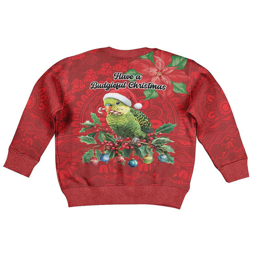 Aussie Green Budgerigar Kid Ugly Christmas Sweater Aboriginal Inspired Christmas - Aussie Hoodie