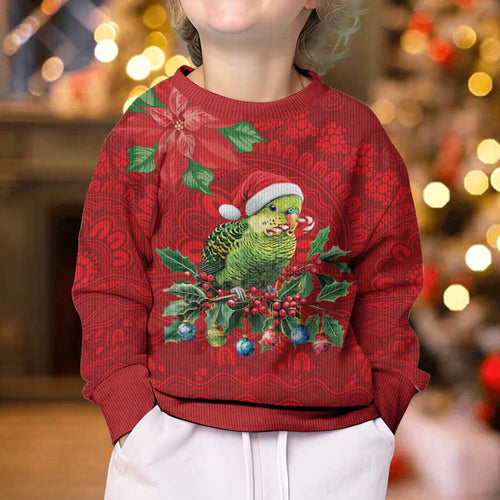 Aussie Green Budgerigar Kid Ugly Christmas Sweater Aboriginal Inspired Christmas - Aussie Hoodie