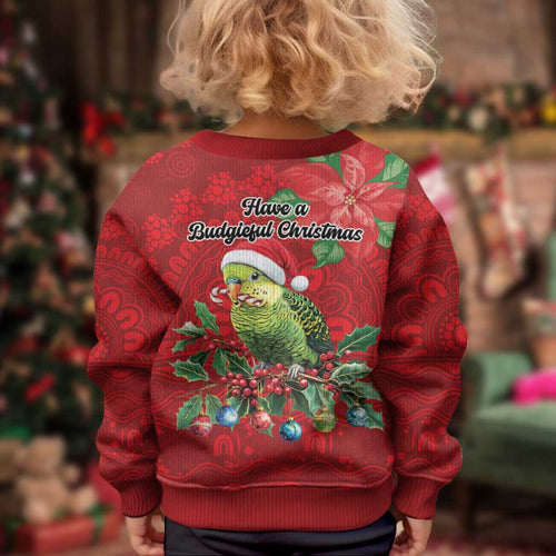 Aussie Green Budgerigar Kid Ugly Christmas Sweater Aboriginal Inspired Christmas - Aussie Hoodie