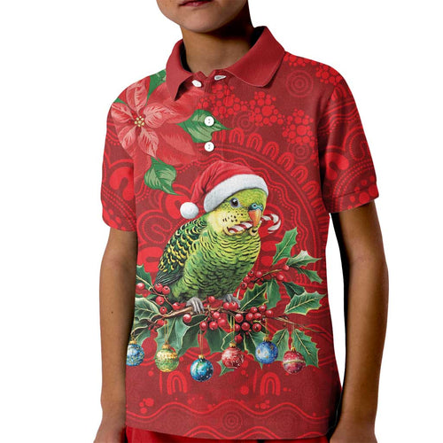 Aussie Green Budgerigar Kid Polo Shirt Aboriginal Inspired Christmas - Aussie Hoodie