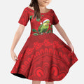 Aussie Green Budgerigar Kid Short Sleeve Dress Aboriginal Inspired Christmas - Aussie Hoodie