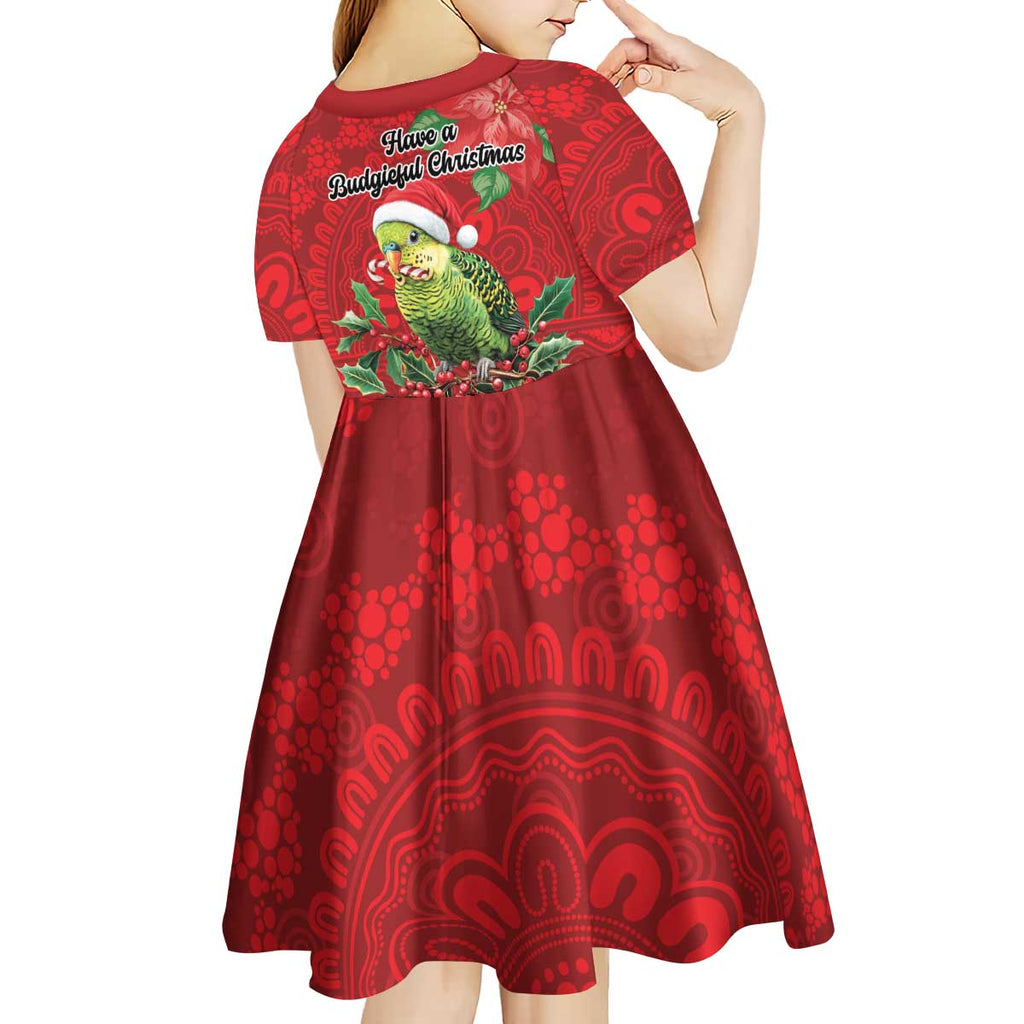 Aussie Green Budgerigar Kid Short Sleeve Dress Aboriginal Inspired Christmas - Aussie Hoodie