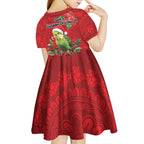 Aussie Green Budgerigar Kid Short Sleeve Dress Aboriginal Inspired Christmas - Aussie Hoodie