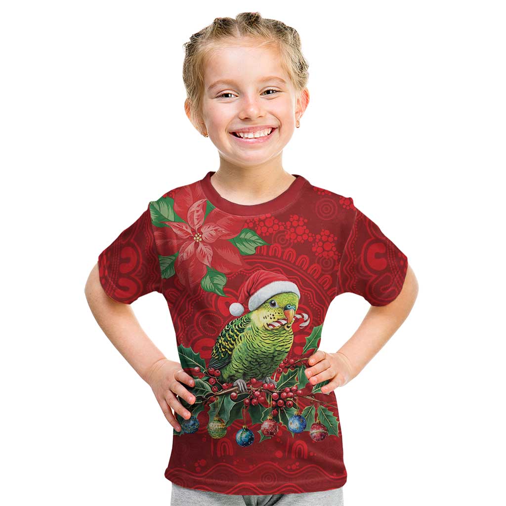 Aussie Green Budgerigar Kid T Shirt Aboriginal Inspired Christmas - Aussie Hoodie