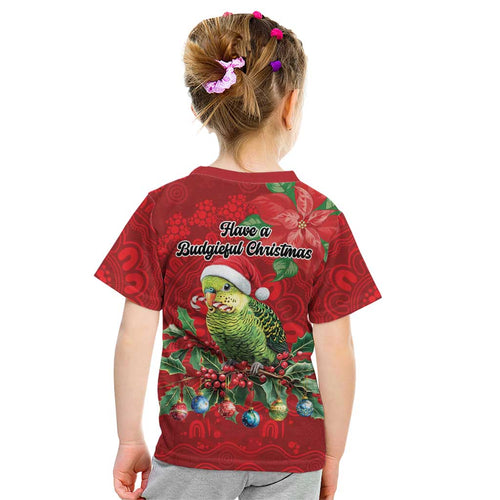 Aussie Green Budgerigar Kid T Shirt Aboriginal Inspired Christmas - Aussie Hoodie
