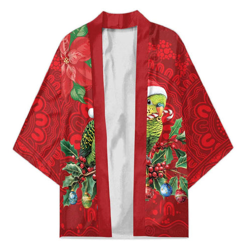 Aussie Green Budgerigar Kimono Aboriginal Inspired Christmas - Aussie Hoodie