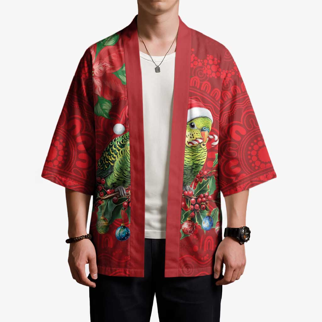 Aussie Green Budgerigar Kimono Aboriginal Inspired Christmas - Aussie Hoodie