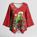 Aussie Green Budgerigar Kimono Sleeve Blouse Aboriginal Inspired Christmas - Aussie Hoodie