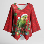 Aussie Green Budgerigar Kimono Sleeve Blouse Aboriginal Inspired Christmas - Aussie Hoodie