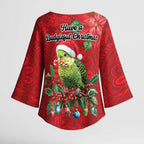 Aussie Green Budgerigar Kimono Sleeve Blouse Aboriginal Inspired Christmas - Aussie Hoodie