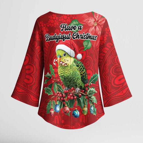 Aussie Green Budgerigar Kimono Sleeve Blouse Aboriginal Inspired Christmas - Aussie Hoodie