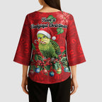Aussie Green Budgerigar Kimono Sleeve Blouse Aboriginal Inspired Christmas - Aussie Hoodie