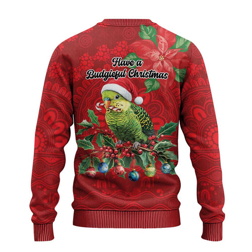 Aussie Green Budgerigar Ugly Christmas Sweater Aboriginal Inspired Christmas - Aussie Hoodie