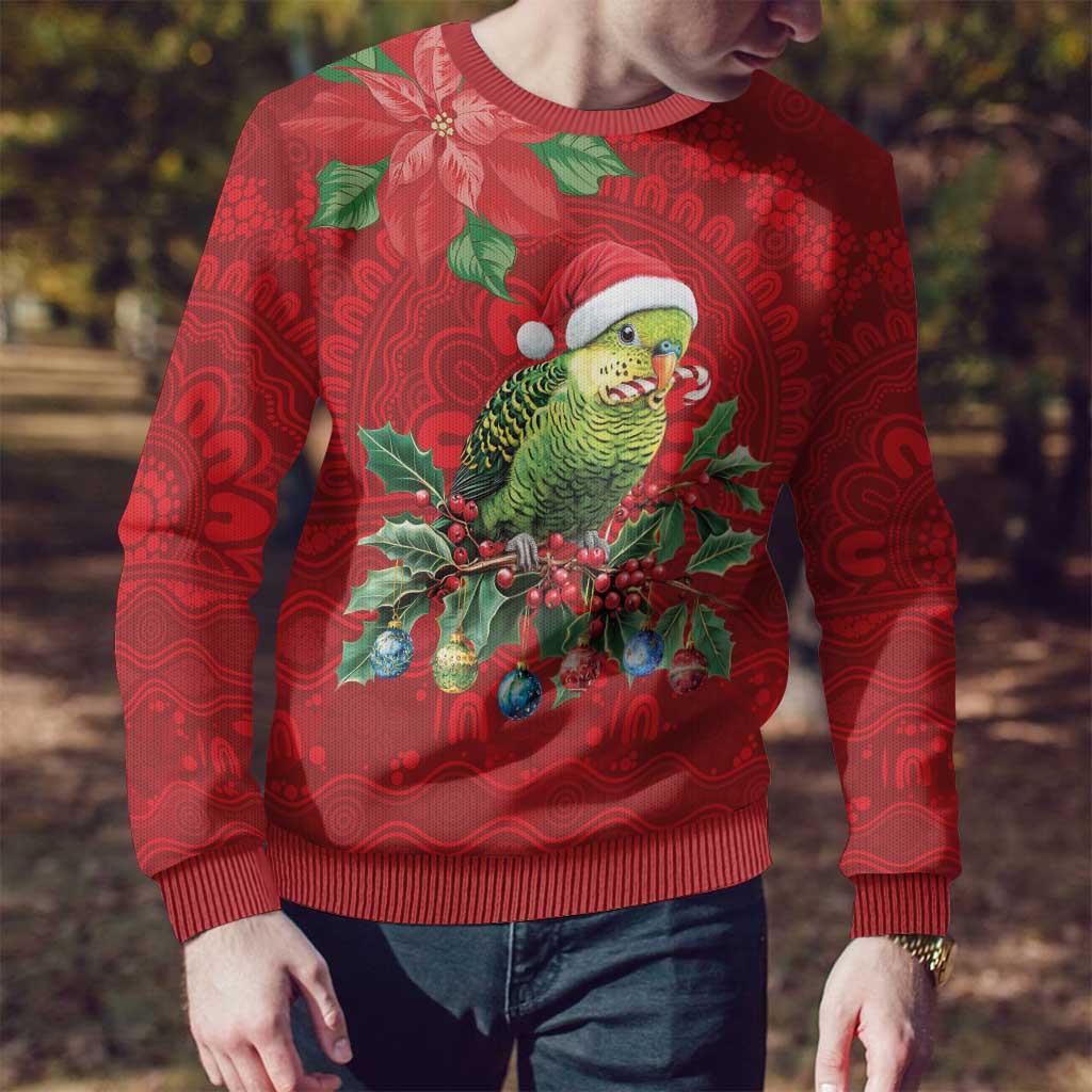 Aussie Green Budgerigar Ugly Christmas Sweater Aboriginal Inspired Christmas - Aussie Hoodie