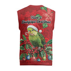Aussie Green Budgerigar Christmas Knitted V-Neck Vest Aboriginal Inspired Christmas - Aussie Hoodie