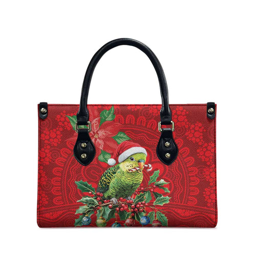 Aussie Green Budgerigar Leather Bag Aboriginal Inspired Christmas - Aussie Hoodie
