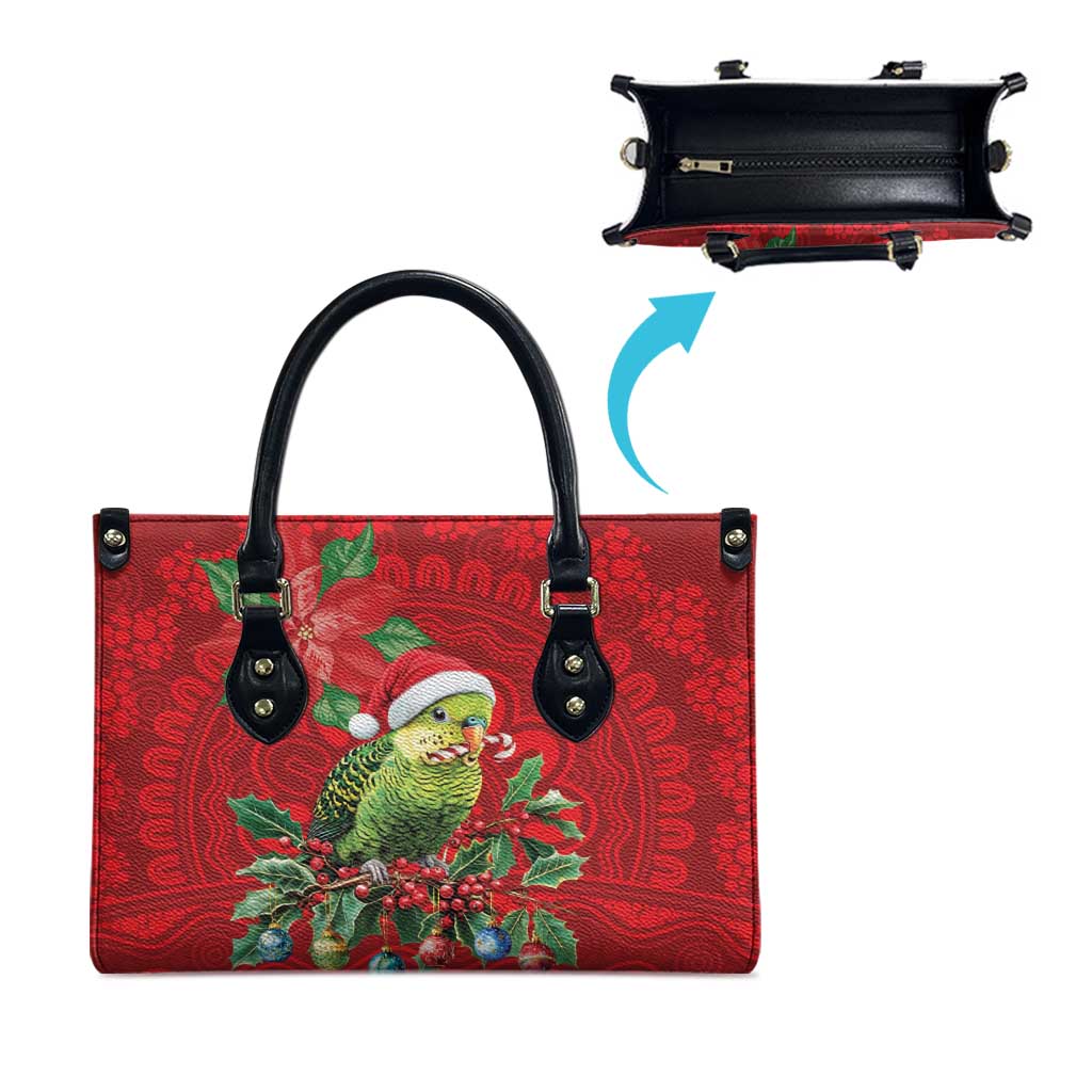 Aussie Green Budgerigar Leather Bag Aboriginal Inspired Christmas - Aussie Hoodie