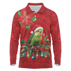 Aussie Green Budgerigar Long Sleeve Polo Shirt Aboriginal Inspired Christmas - Aussie Hoodie
