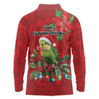 Aussie Green Budgerigar Long Sleeve Polo Shirt Aboriginal Inspired Christmas - Aussie Hoodie