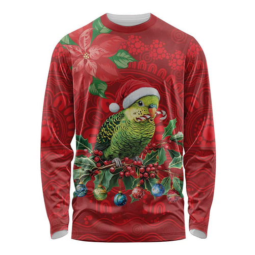 Aussie Green Budgerigar Long Sleeve Shirt Aboriginal Inspired Christmas - Aussie Hoodie