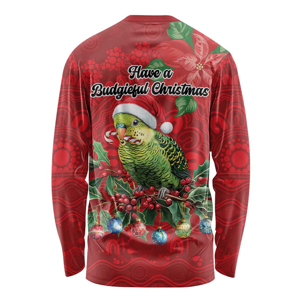 Aussie Green Budgerigar Long Sleeve Shirt Aboriginal Inspired Christmas - Aussie Hoodie