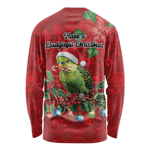 Aussie Green Budgerigar Long Sleeve Shirt Aboriginal Inspired Christmas - Aussie Hoodie