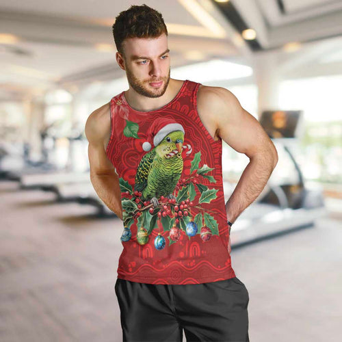 Aussie Green Budgerigar Men Tank Top Aboriginal Inspired Christmas - Aussie Hoodie