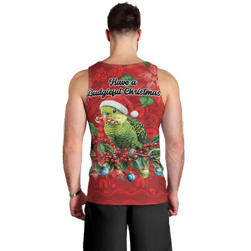 Aussie Green Budgerigar Men Tank Top Aboriginal Inspired Christmas - Aussie Hoodie