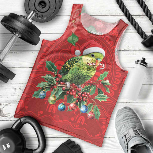 Aussie Green Budgerigar Men Tank Top Aboriginal Inspired Christmas - Aussie Hoodie