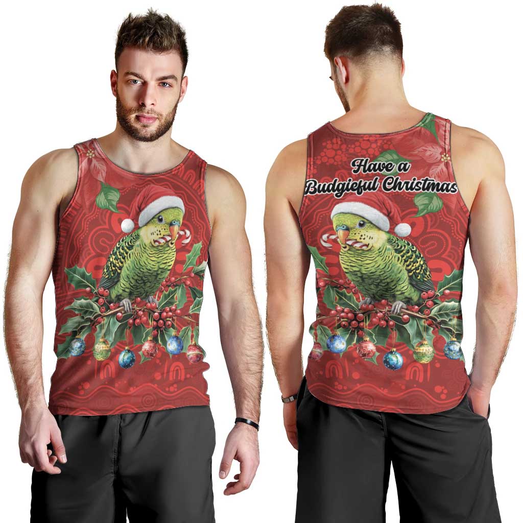 Aussie Green Budgerigar Men Tank Top Aboriginal Inspired Christmas - Aussie Hoodie