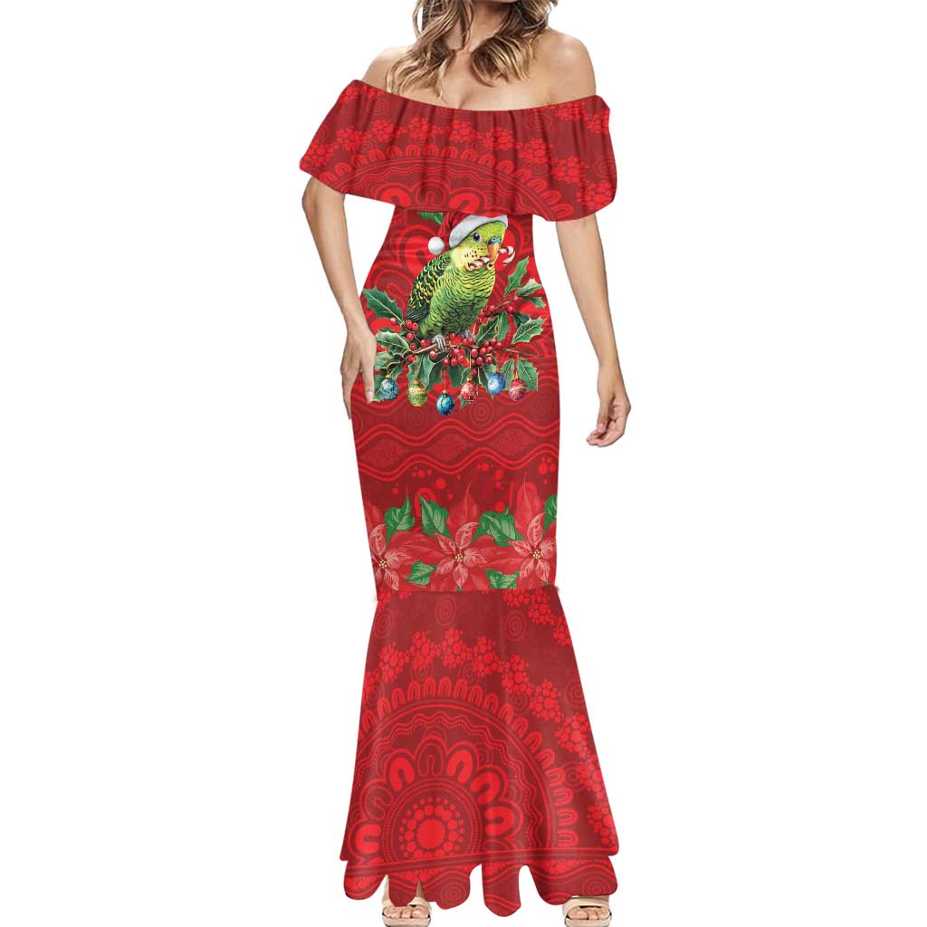 Aussie Green Budgerigar Mermaid Dress Aboriginal Inspired Christmas - Aussie Hoodie