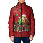 Aussie Green Budgerigar Padded Jacket Aboriginal Inspired Christmas - Aussie Hoodie