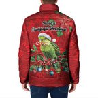 Aussie Green Budgerigar Padded Jacket Aboriginal Inspired Christmas - Aussie Hoodie