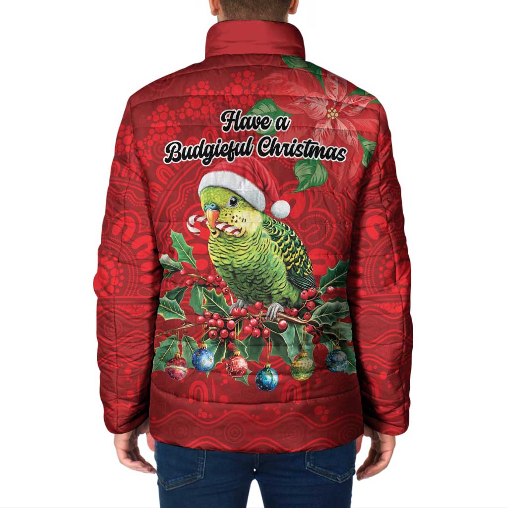Aussie Green Budgerigar Padded Jacket Aboriginal Inspired Christmas - Aussie Hoodie