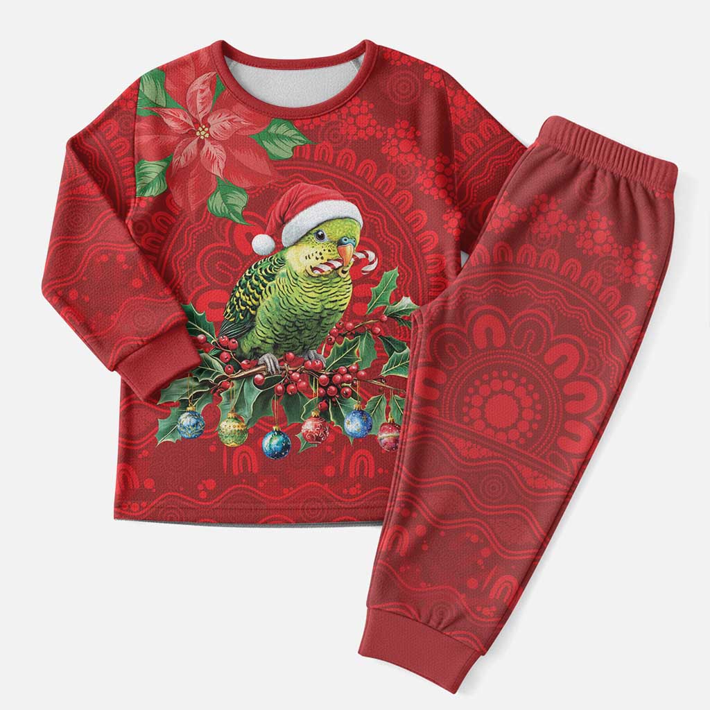 Aussie Green Budgerigar Christmas Pajama Set Aboriginal Inspired Christmas - Aussie Hoodie