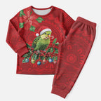 Aussie Green Budgerigar Christmas Pajama Set Aboriginal Inspired Christmas - Aussie Hoodie