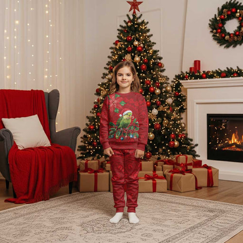 Aussie Green Budgerigar Christmas Pajama Set Aboriginal Inspired Christmas - Aussie Hoodie